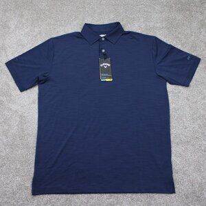 Callaway Polo Shirt NWT Mens Medium Blue‎ Cooling Golf S/S Pullover Hyundai Logo